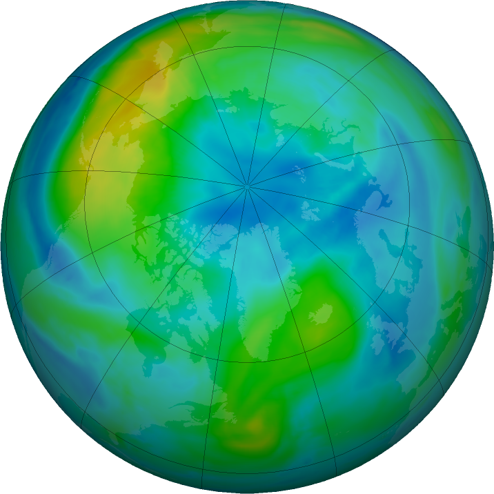 Arctic ozone map for 09 October 2021